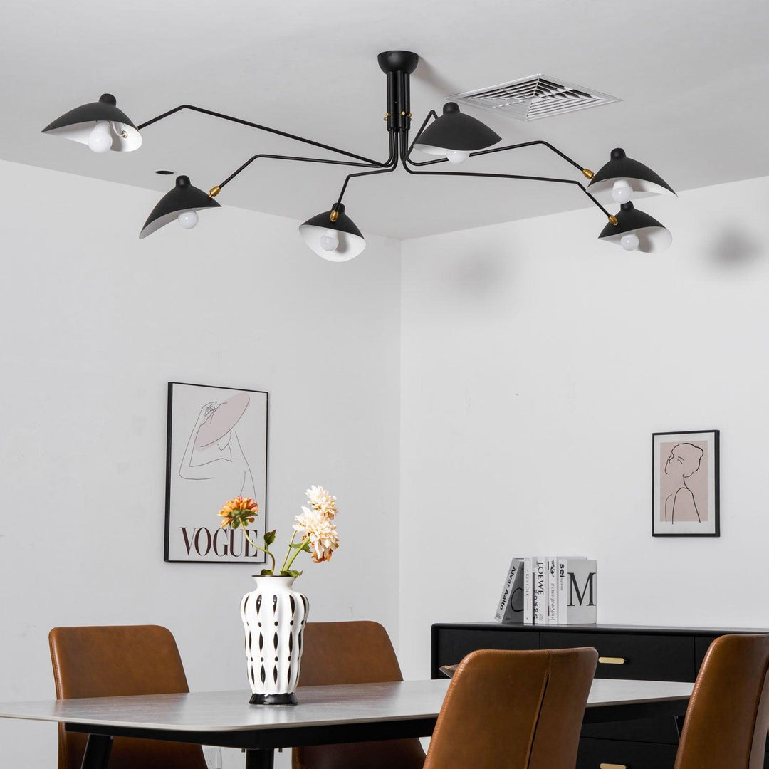 Starburst Spider Ceiling Light - Mid-Century, Flush Mount for Bedroom &amp; Hallway