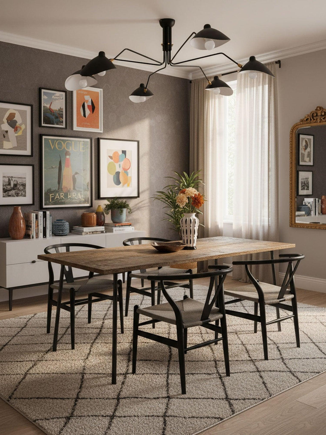 Starburst Spider Ceiling Light - Mid-Century, Flush Mount for Bedroom &amp; Hallway