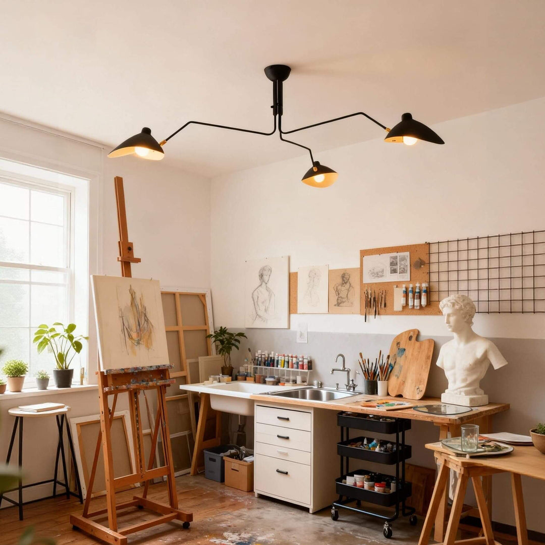 Arm Ceiling Light - Mid-Century, Flush Mount for Bedroom &amp; Hallway | Roel