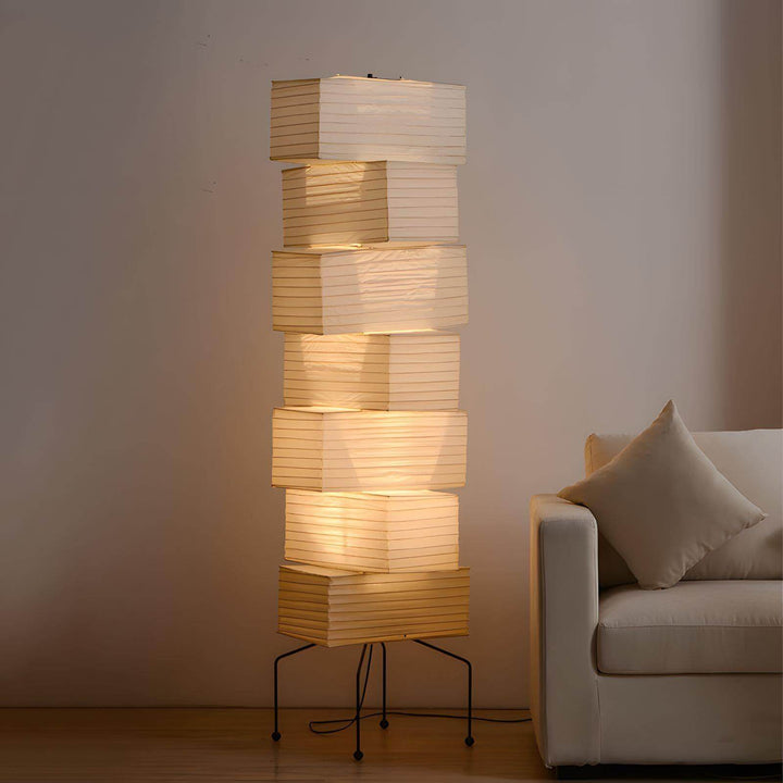 Paper Floor Lamp - Japandi, for Living Room &amp; Reading Nook | Sander
