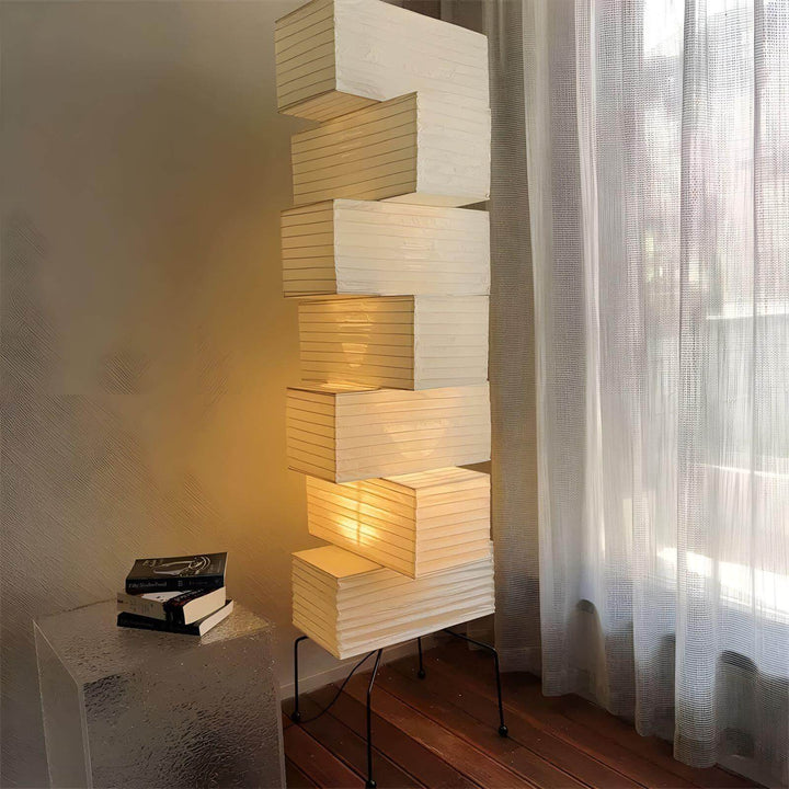 Paper Floor Lamp - Japandi, for Living Room &amp; Reading Nook | Sander
