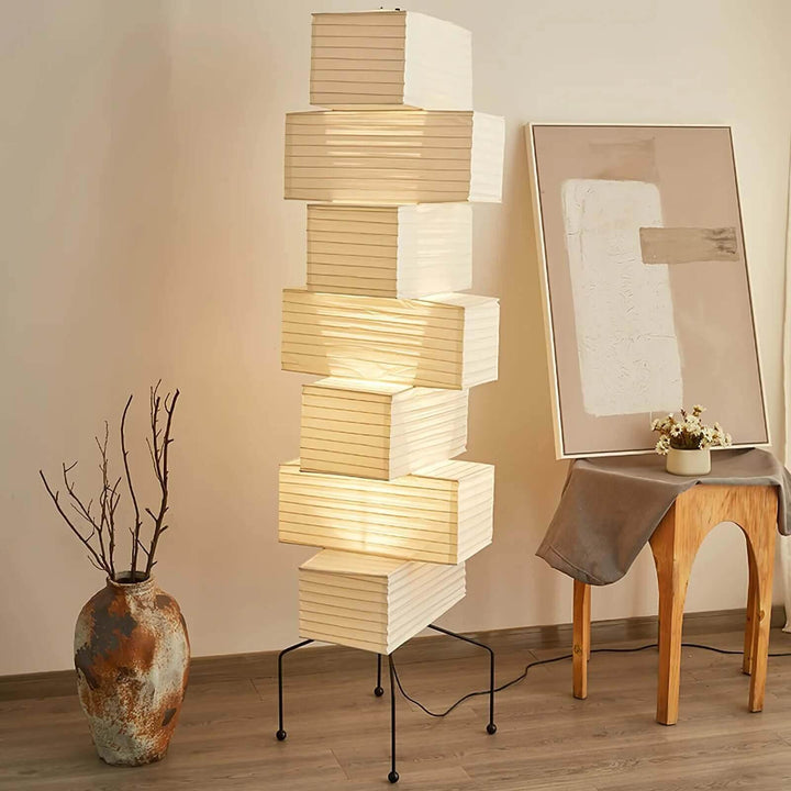 Paper Floor Lamp - Japandi, for Living Room &amp; Reading Nook | Sander