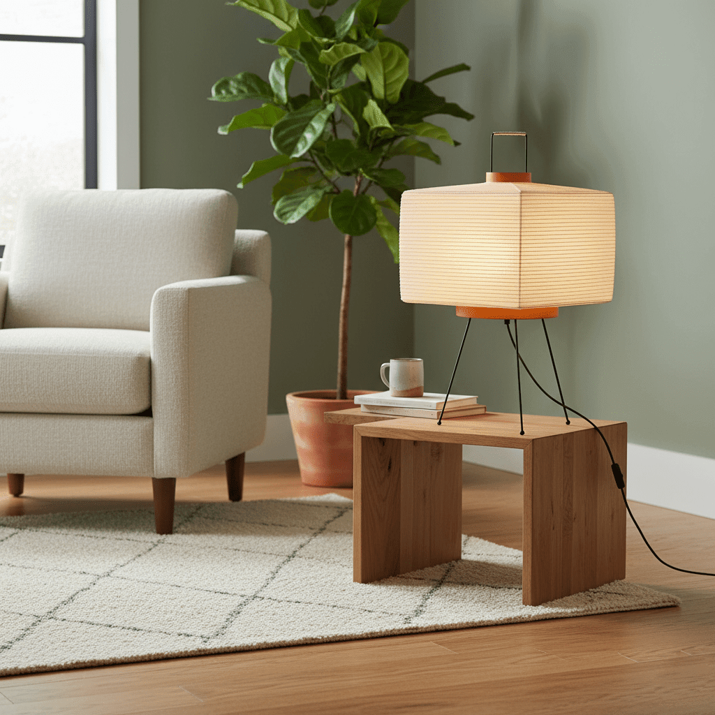 Lantern Table Lamp - Japandi, for Bedside &amp; Living Room | Hina