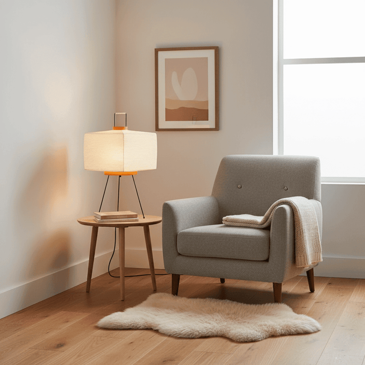 Lantern Table Lamp - Japandi, for Bedside &amp; Living Room | Hina