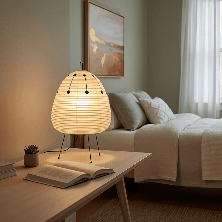 Lantern Table Lamp - Japandi, for Bedside &amp; Living Room | Hina
