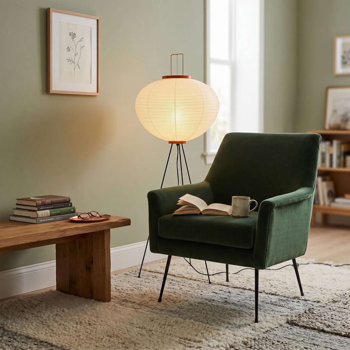 Paper Floor Lamp - Japandi, for Living Room &amp; Reading Nook | Sten
