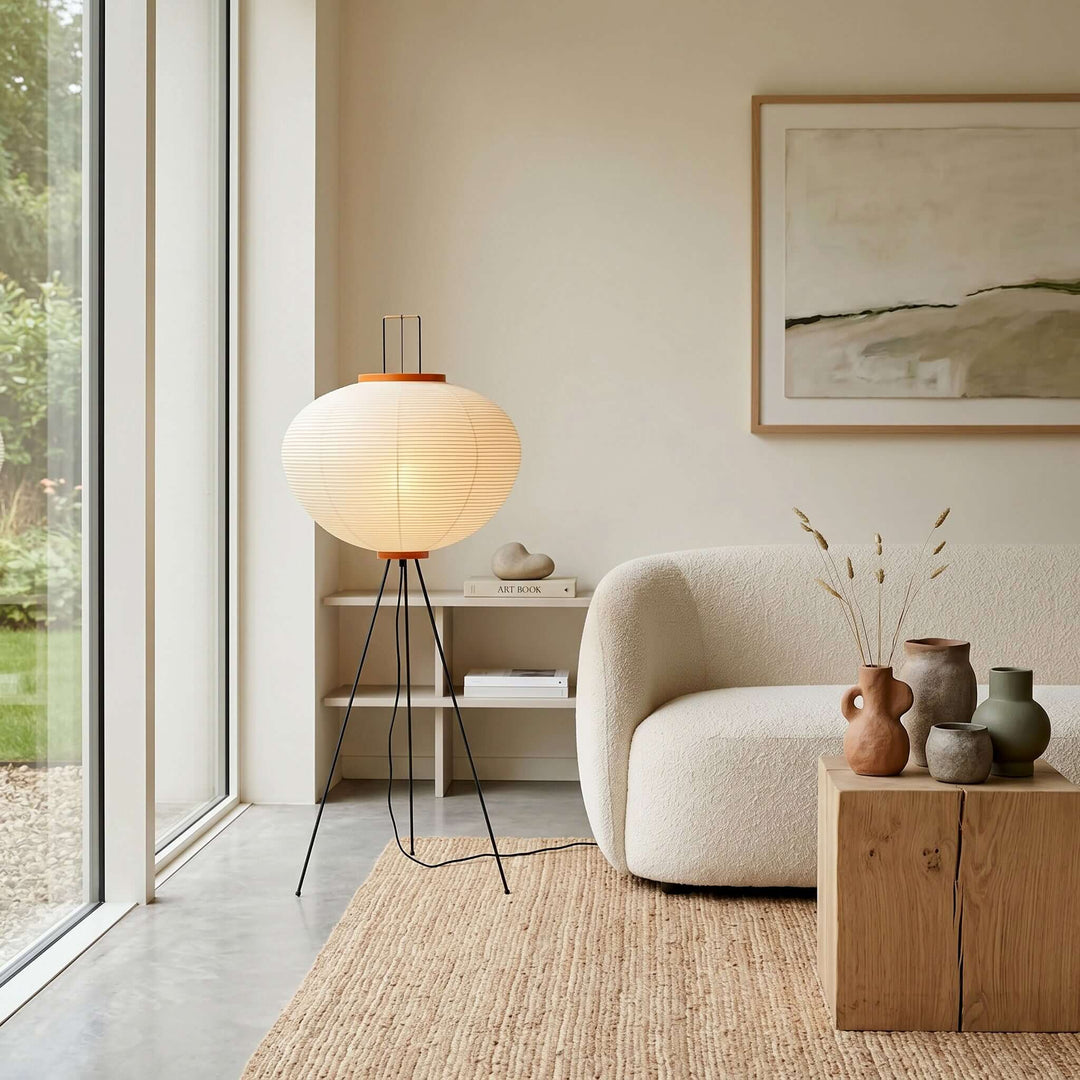 Paper Floor Lamp - Japandi, for Living Room &amp; Reading Nook | Sten