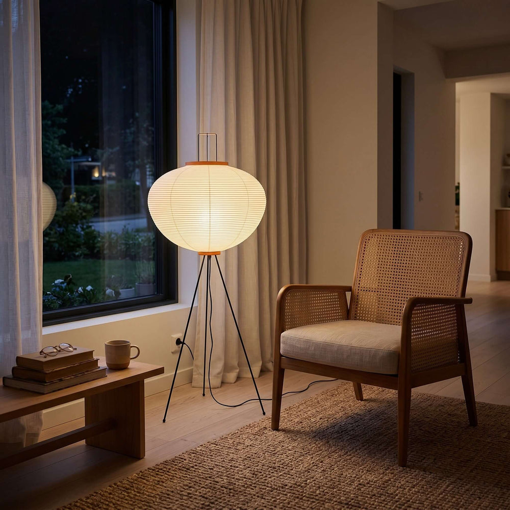 Paper Floor Lamp - Japandi, for Living Room & Reading Nook | Sten