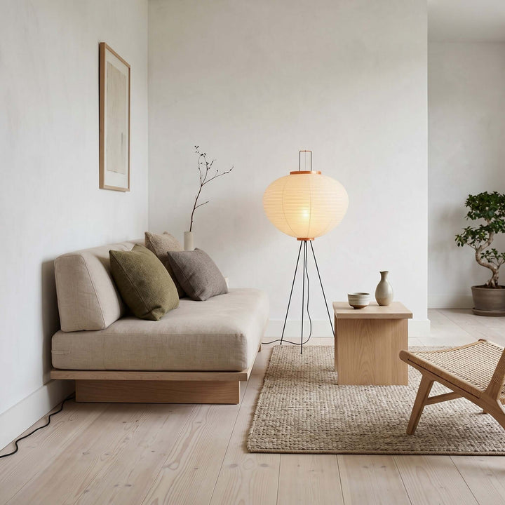 Paper Floor Lamp - Japandi, for Living Room &amp; Reading Nook | Sten