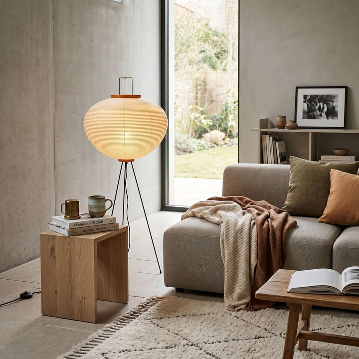 Paper Floor Lamp - Japandi, for Living Room &amp; Reading Nook | Sten