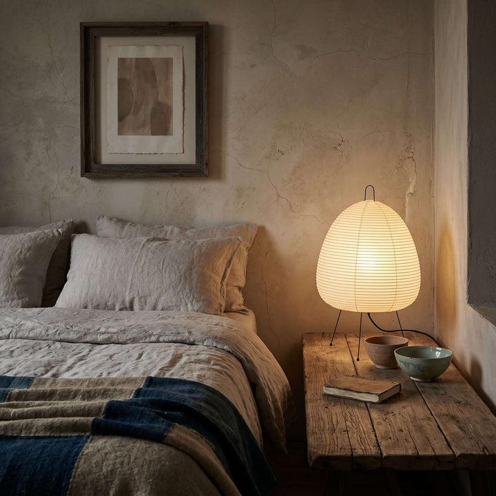 Paper Table Lamp - Japandi, for Bedside &amp; Living Room | Ymir