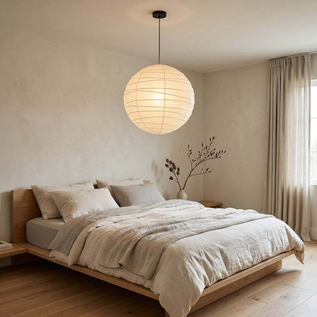 D-Series Paper Pendant - Japandi Light for Kitchen Island &amp; Dining Room | Asuka