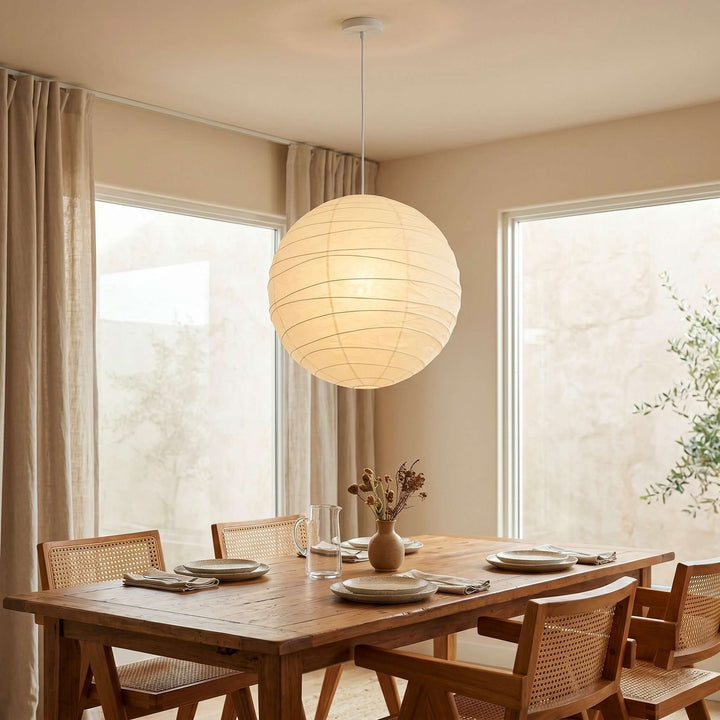 D-Series Paper Pendant - Japandi Light for Kitchen Island &amp; Dining Room | Asuka