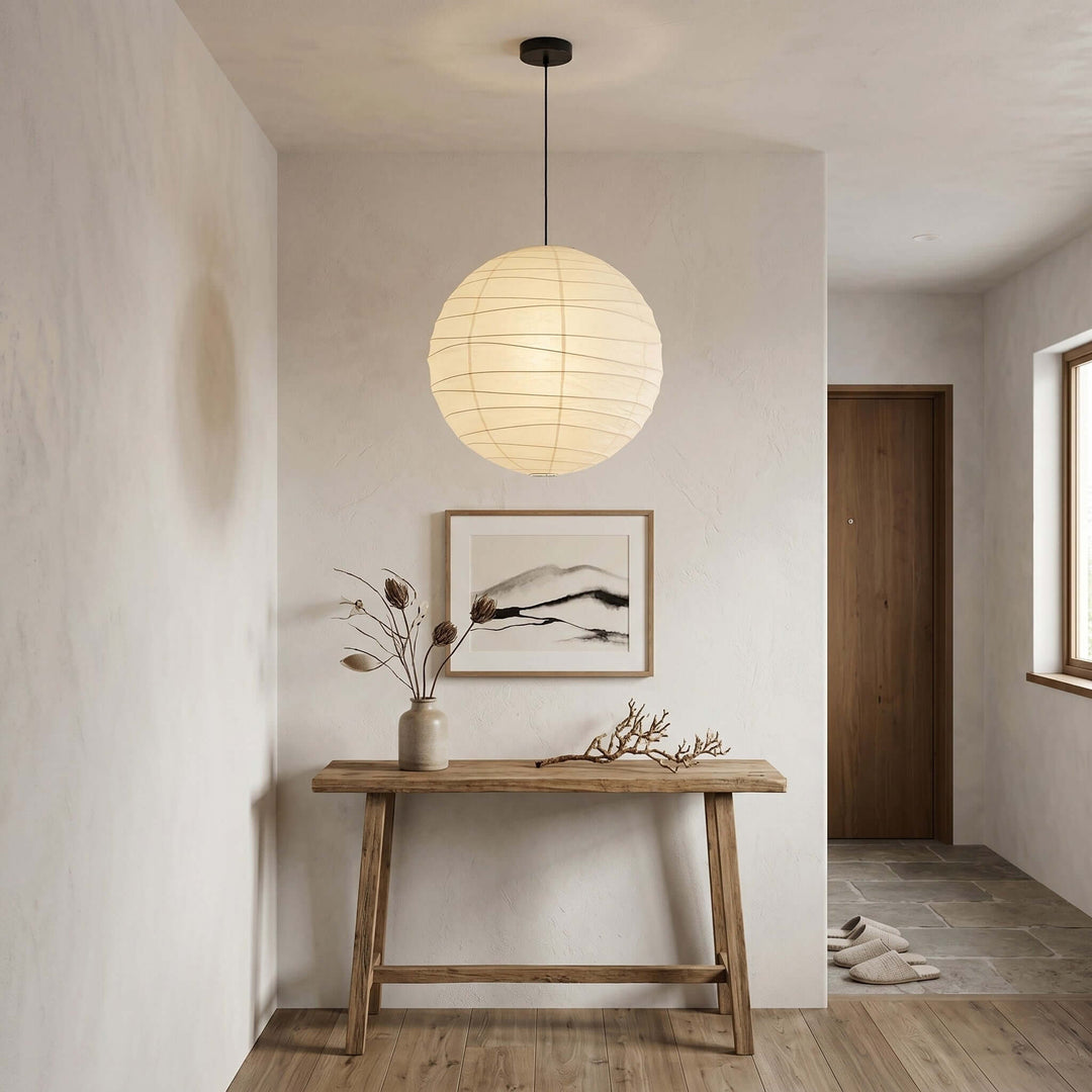 D-Series Paper Pendant - Japandi Light for Kitchen Island &amp; Dining Room | Asuka