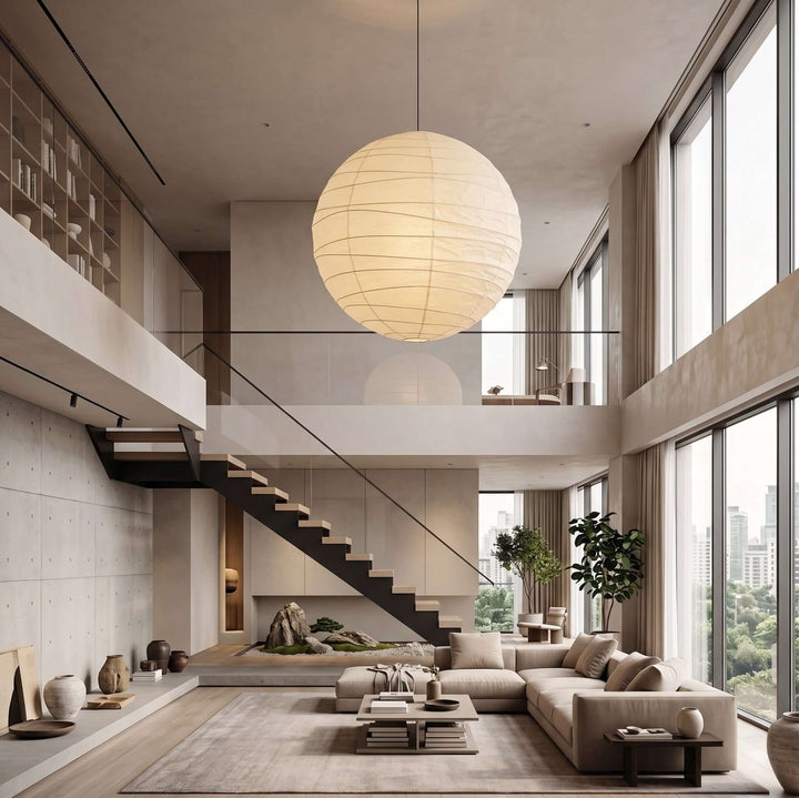 D-Series Paper Pendant - Japandi Light for Kitchen Island &amp; Dining Room | Asuka