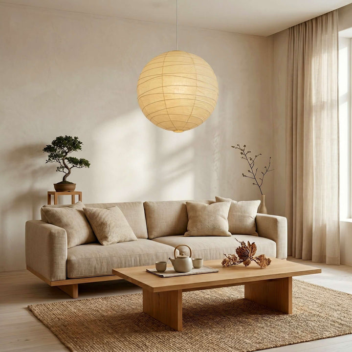 D-Series Paper Pendant - Japandi Light for Kitchen Island &amp; Dining Room | Asuka