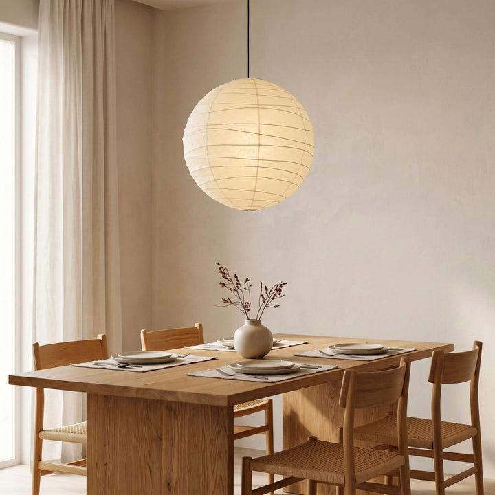 D-Series Paper Pendant - Japandi Light for Kitchen Island &amp; Dining Room | Asuka