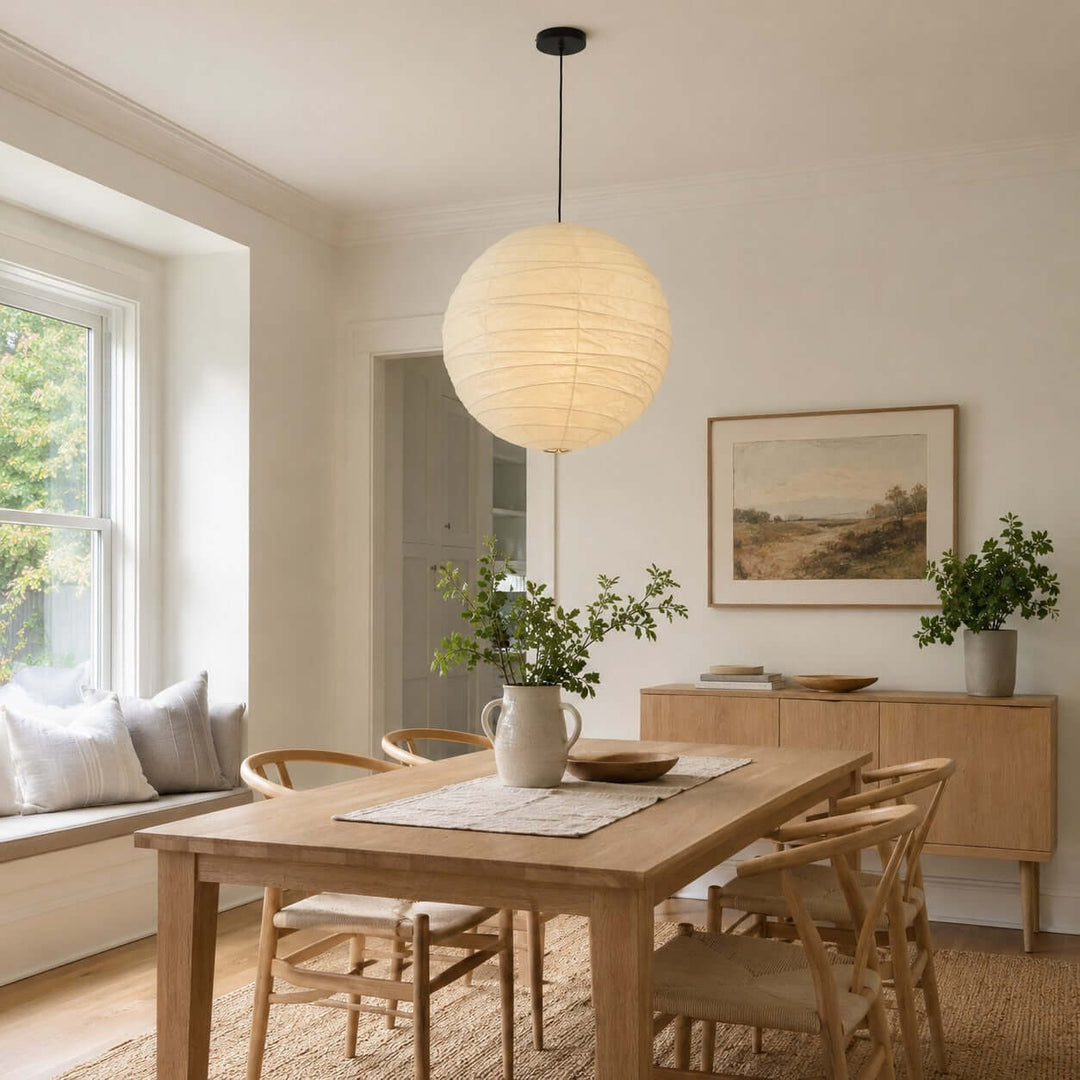 D-Series Paper Pendant - Japandi Light for Kitchen Island &amp; Dining Room | Asuka