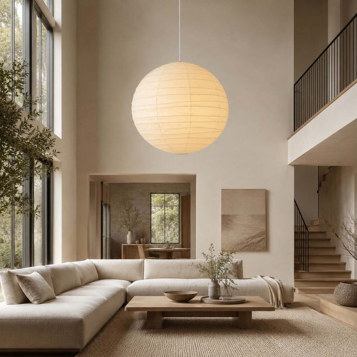 D-Series Paper Pendant - Japandi Light for Kitchen Island &amp; Dining Room | Asuka