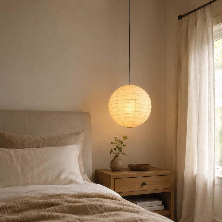 D-Series Paper Pendant - Japandi Light for Kitchen Island &amp; Dining Room | Asuka