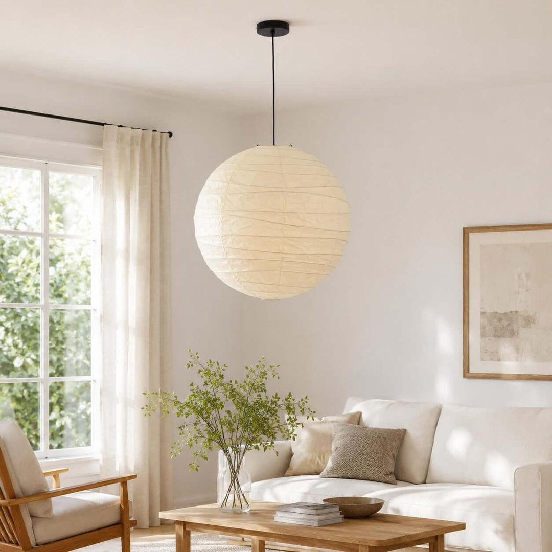 D-Series Paper Pendant - Japandi Light for Kitchen Island &amp; Dining Room | Asuka