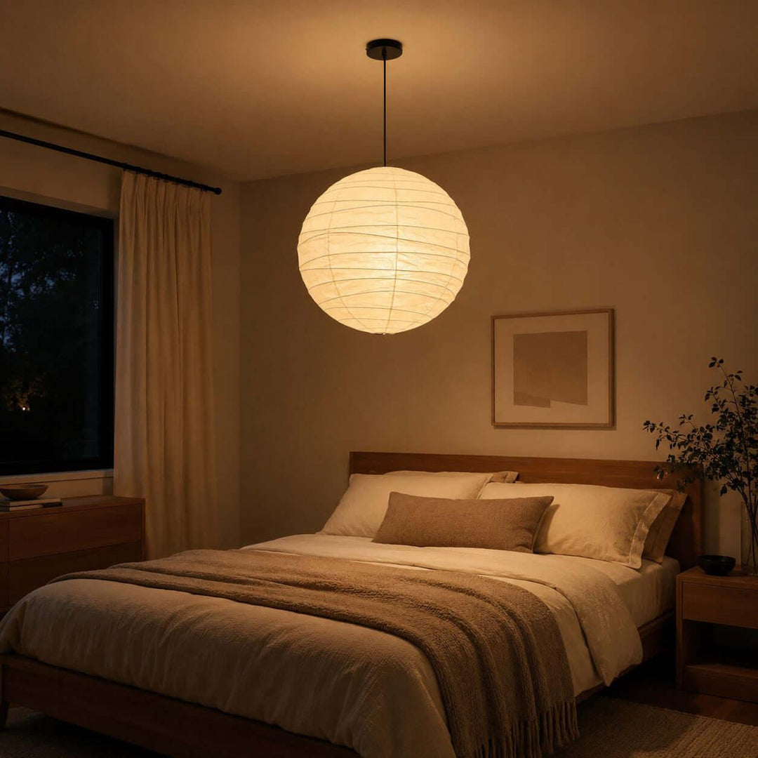 D-Series Paper Pendant - Japandi Light for Kitchen Island &amp; Dining Room | Asuka