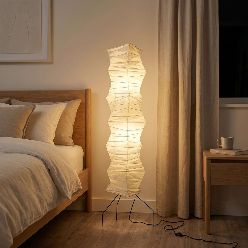 Paper Floor Lamp - Japandi, for Living Room & Reading Nook | Joren