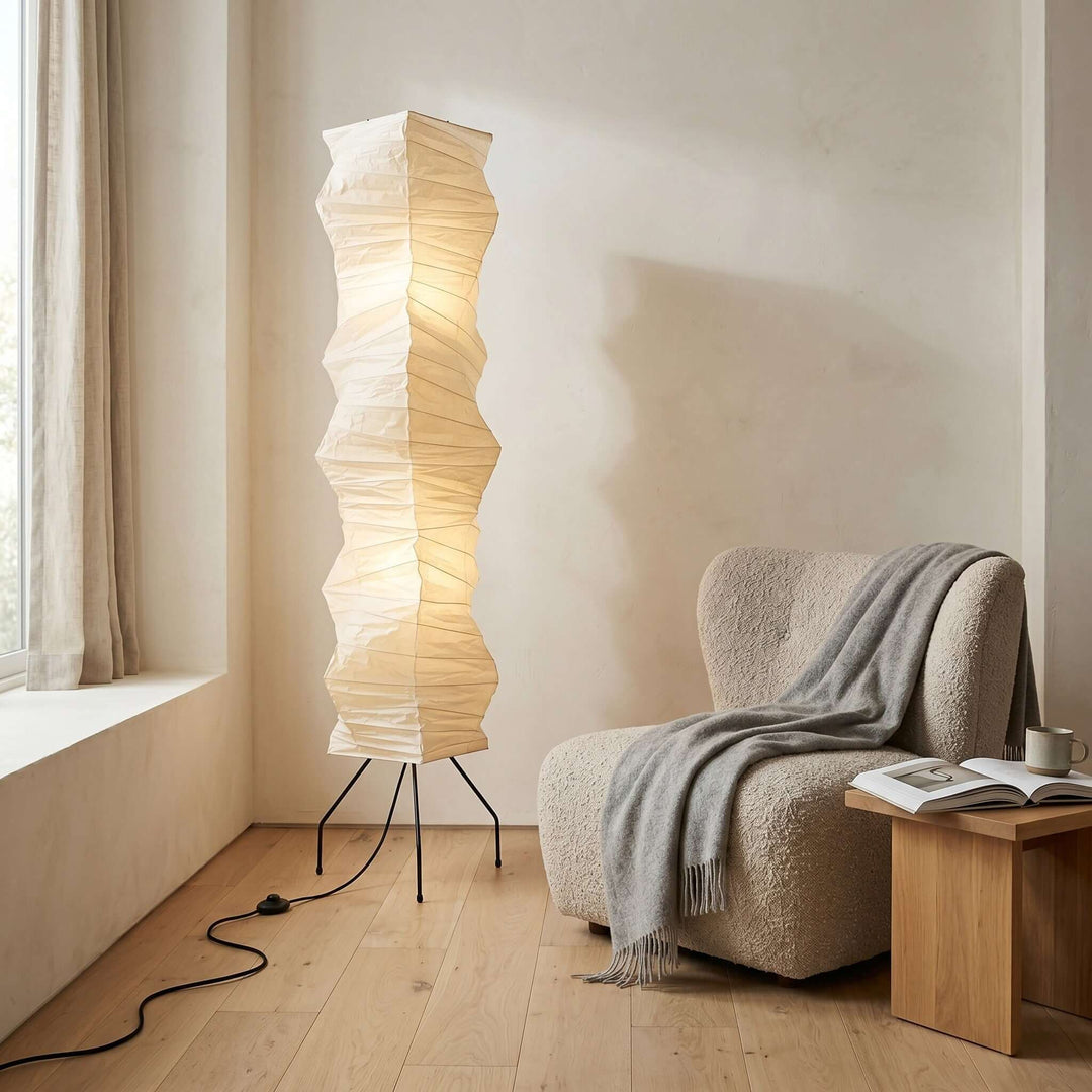 Paper Floor Lamp - Japandi, for Living Room &amp; Reading Nook | Joren