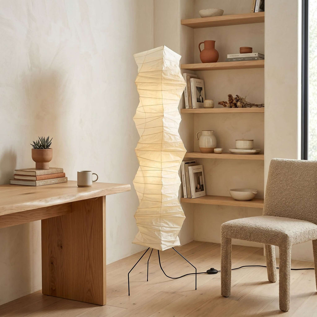 Paper Floor Lamp - Japandi, for Living Room &amp; Reading Nook | Joren