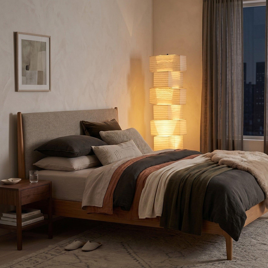 Paper Floor Lamp - Japandi, for Living Room &amp; Reading Nook | Sander