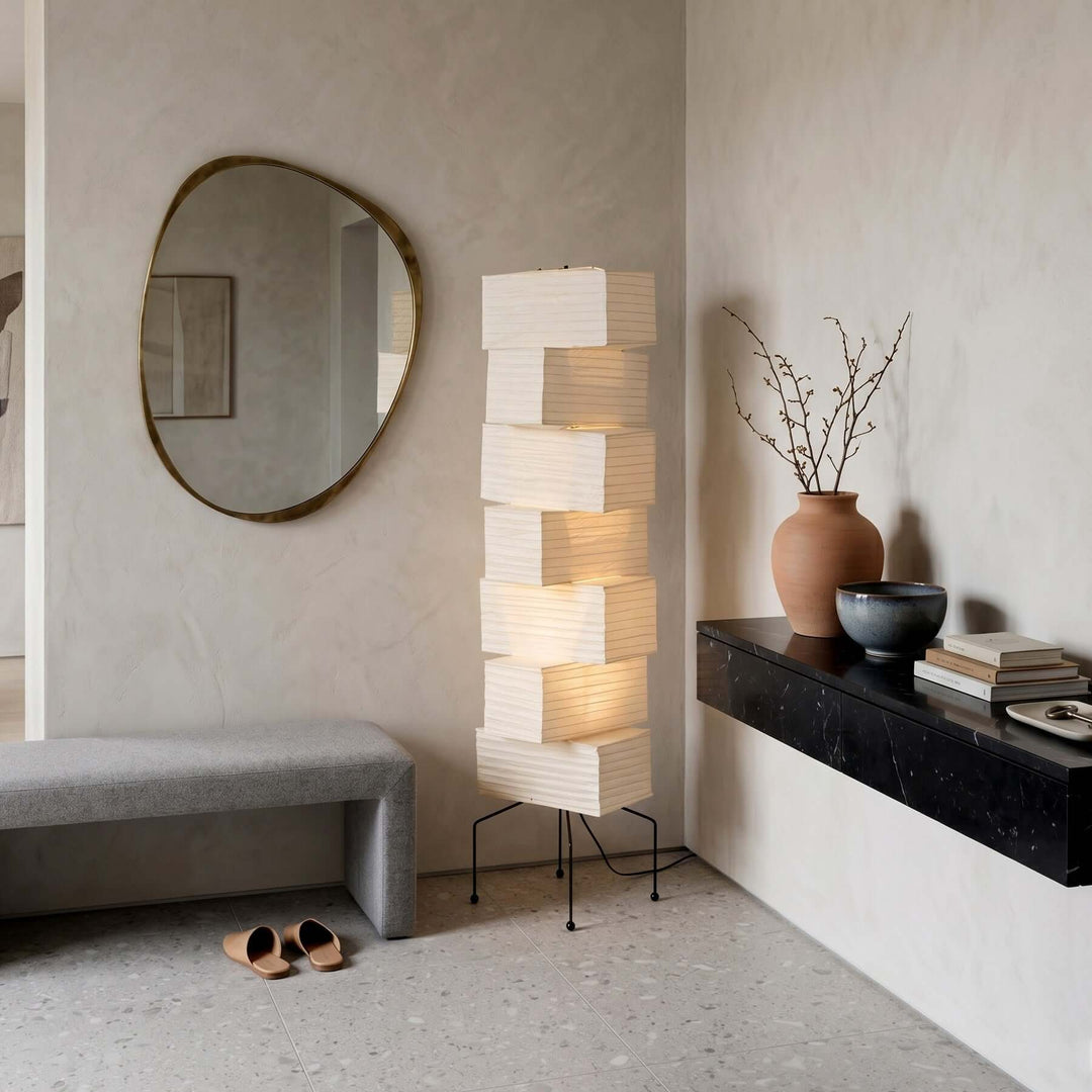 Paper Floor Lamp - Japandi, for Living Room &amp; Reading Nook | Sander