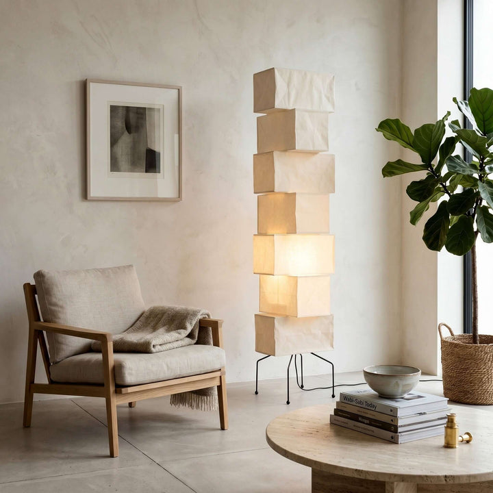 Paper Floor Lamp - Japandi, for Living Room &amp; Reading Nook | Sander