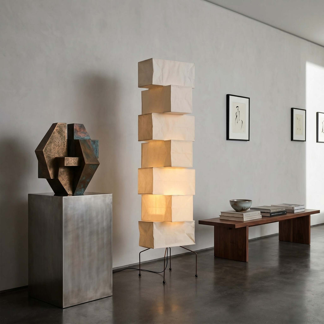 Paper Floor Lamp - Japandi, for Living Room &amp; Reading Nook | Sander