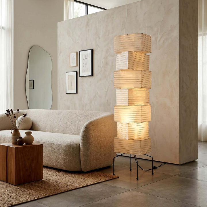 Paper Floor Lamp - Japandi, for Living Room &amp; Reading Nook | Sander
