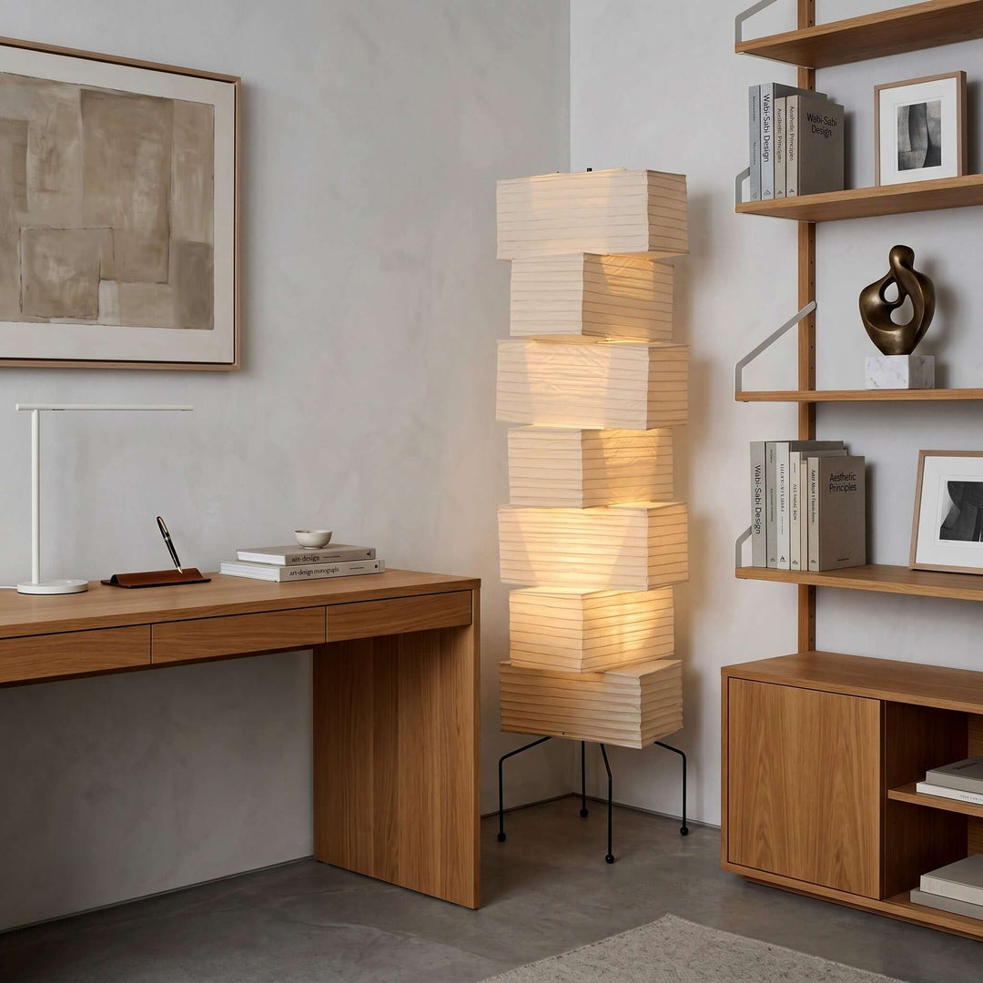 Paper Floor Lamp - Japandi, for Living Room &amp; Reading Nook | Sander