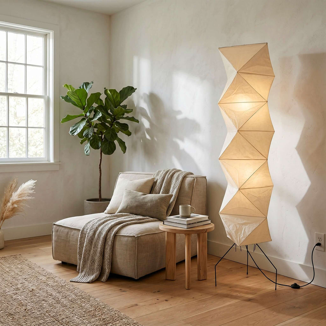 Paper Floor Lamp - Japandi, for Living Room &amp; Reading Nook | Quint