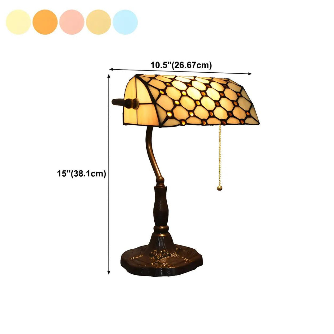 Stained Glass Banker Lamp - Vintage, for Bedside &amp; Living Room | Tess