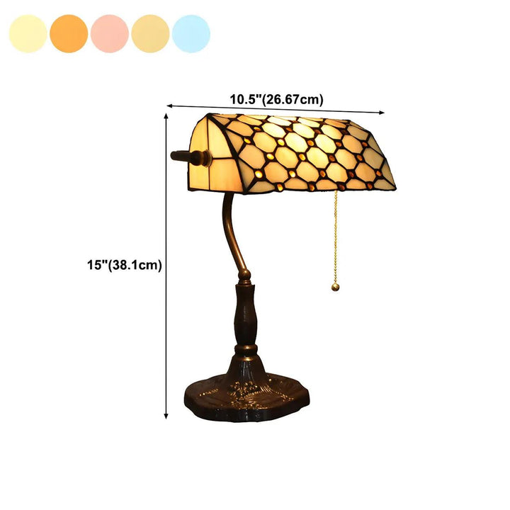 Stained Glass Banker Lamp - Vintage, for Bedside &amp; Living Room | Tess
