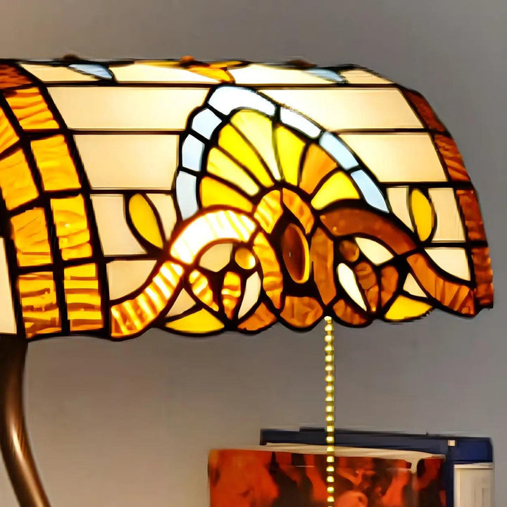 Stained Glass Banker Lamp - Vintage, for Bedside &amp; Living Room | Tess