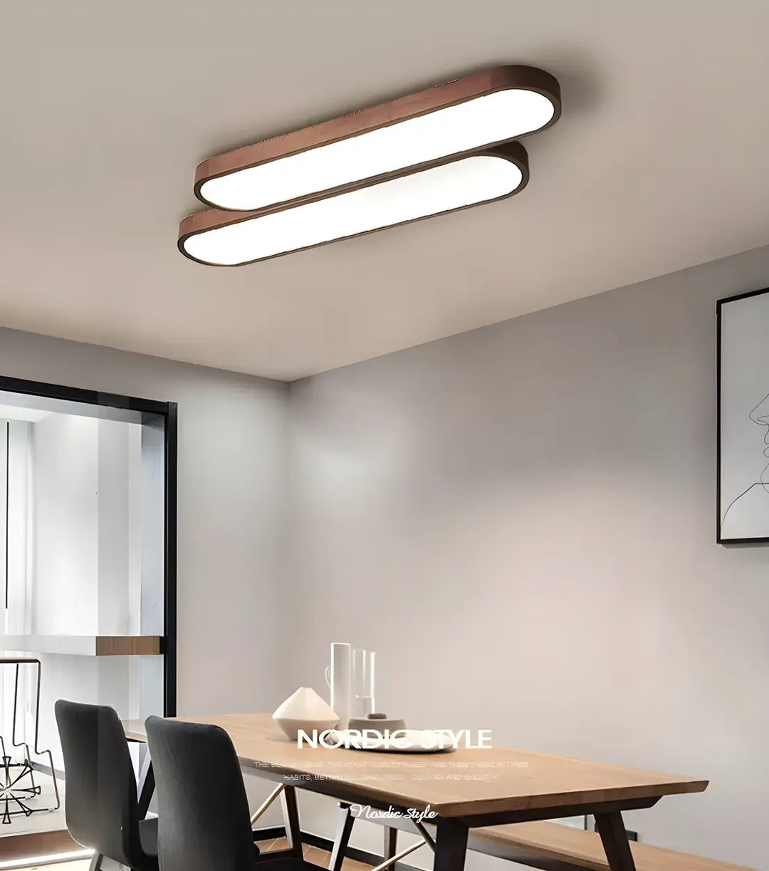 Vidar Wood Strip Ceiling Light